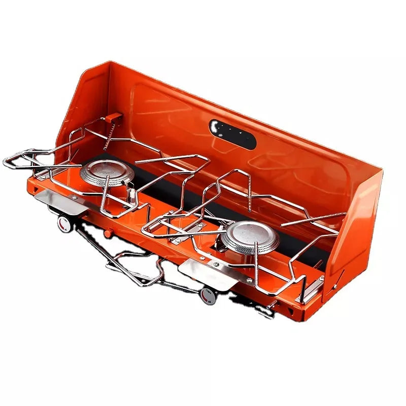 Portable & Foldable Windproof Double Head Butane Gas Stove for Outdoors & Camping