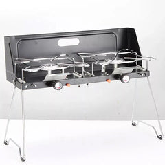 Portable & Foldable Windproof Double Head Butane Gas Stove for Outdoors & Camping