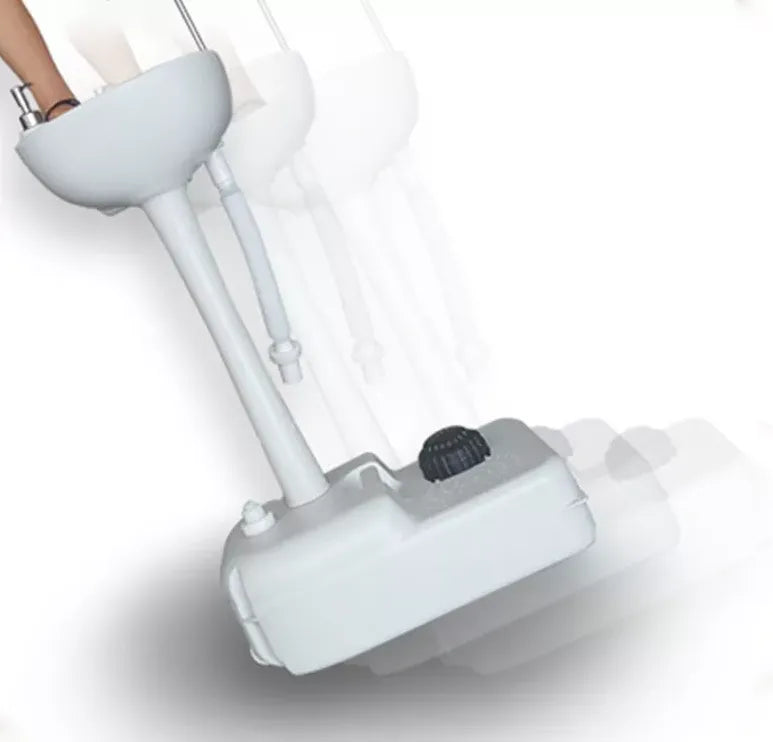 Portable Pedestal Basin for Handwash with Faucet, Soap Dispenser, Holder & Rolling Wheels - 17 Litre