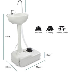 Portable Pedestal Basin for Handwash with Faucet, Soap Dispenser, Holder & Rolling Wheels - 17 Litre