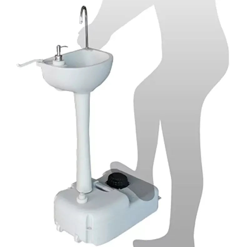 Portable Pedestal Basin for Handwash with Faucet, Soap Dispenser, Holder & Rolling Wheels - 17 Litre