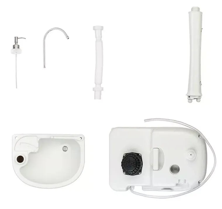 Portable Pedestal Basin for Handwash with Faucet, Soap Dispenser, Holder & Rolling Wheels - 17 Litre