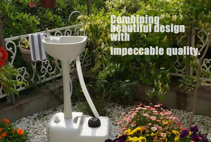 Portable Pedestal Basin for Handwash with Faucet, Soap Dispenser, Holder & Rolling Wheels - 17 Litre