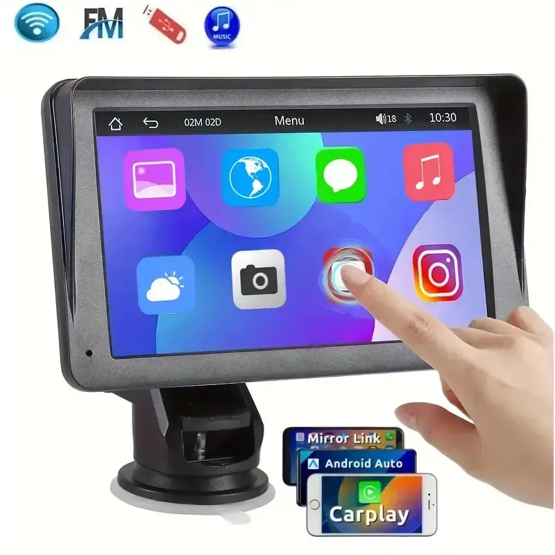 7-Inch Portable Car Player with Apple CarPlay, Android Auto & Touch Screen