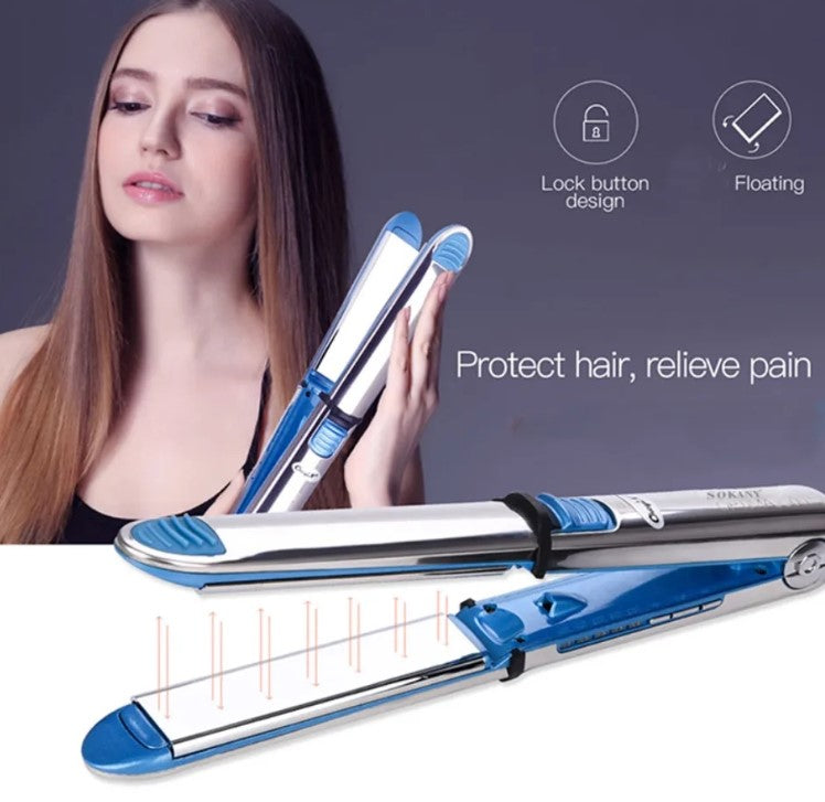 Sokany Titanium Max Hair Straightener - Professional 2-in-1 Straightening and Curling Iron with MCH Heater and LED Display