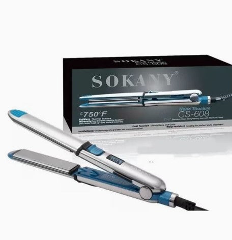 Sokany Titanium Max Hair Straightener - Professional 2-in-1 Straightening and Curling Iron with MCH Heater and LED Display