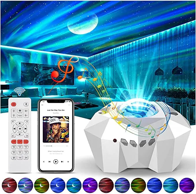Dream Aurora Portable Galaxy Star Light Projector Lamp with Bluetooth Speaker & Remote