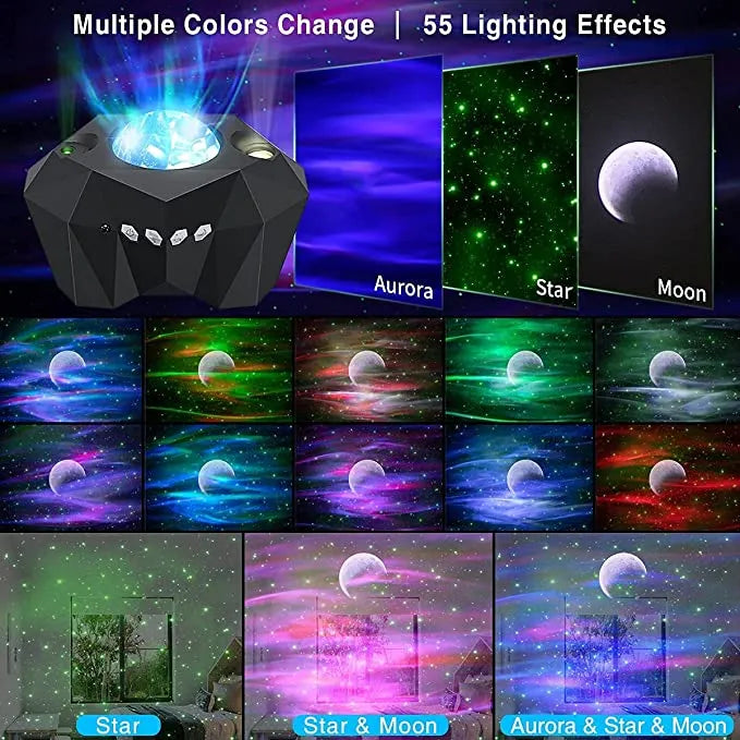 Dream Aurora Portable Galaxy Star Light Projector Lamp with Bluetooth Speaker & Remote