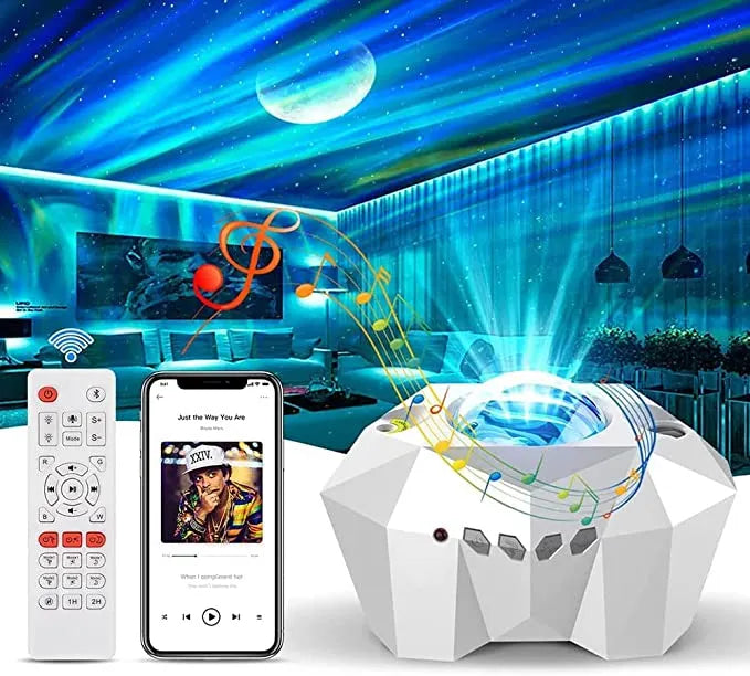 Dream Aurora Portable Galaxy Star Light Projector Lamp with Bluetooth Speaker & Remote