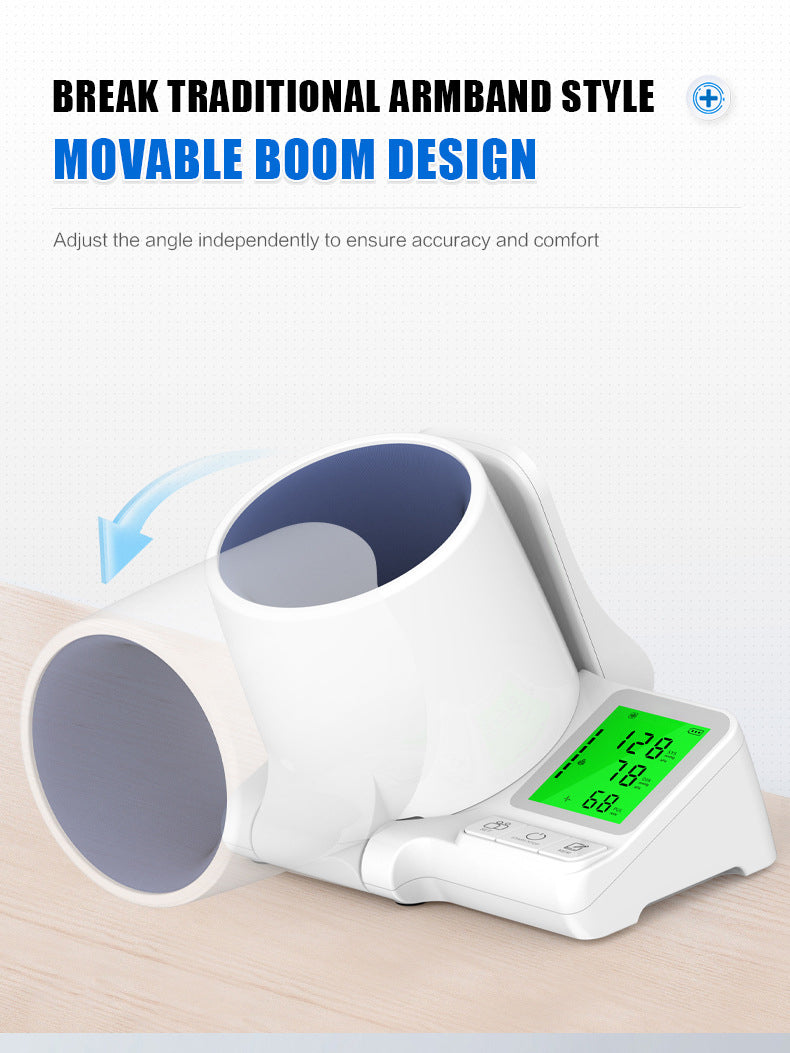 Intelligent Voice-Guided Arm Cuff Electronic Blood Pressure Monitor with LCD Display & Fast Measurement