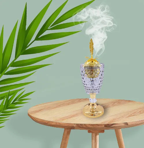 Decorative Electric Incense Bukhoor Burner with Designer Glass