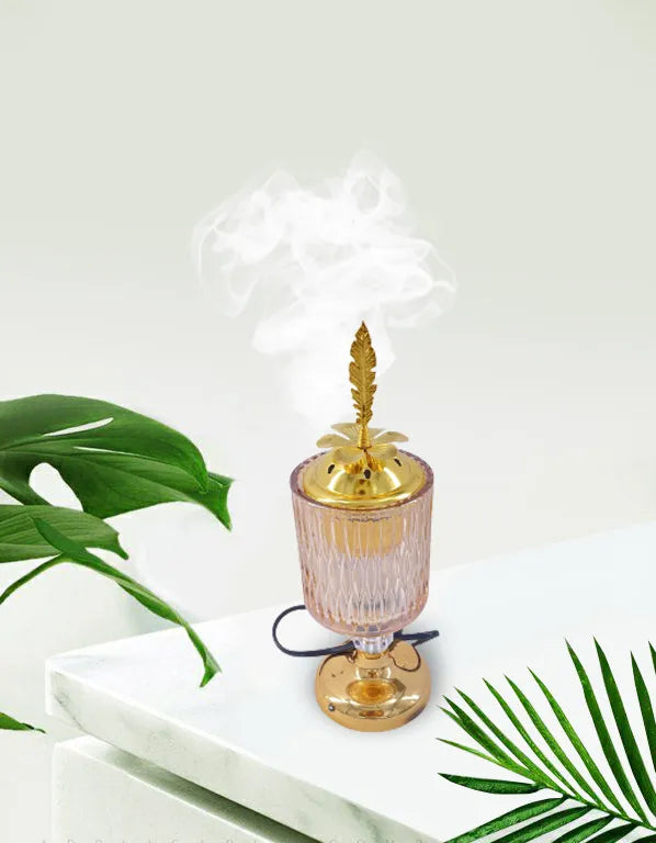 Ornate Electric Incense Bukhoor Burner with Designer Glass