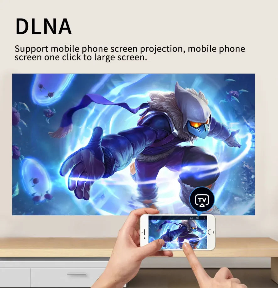 Smart Mini LED FHD Projector with Miracast, Airplay, DLNA & WiFi Connectivity with Built-in Audio
