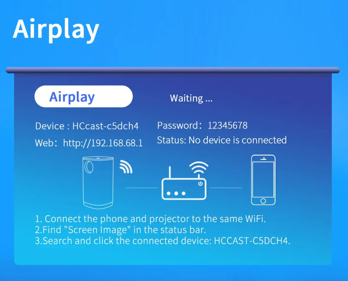 Smart Mini LED FHD Projector with Miracast, Airplay, DLNA & WiFi Connectivity with Built-in Audio