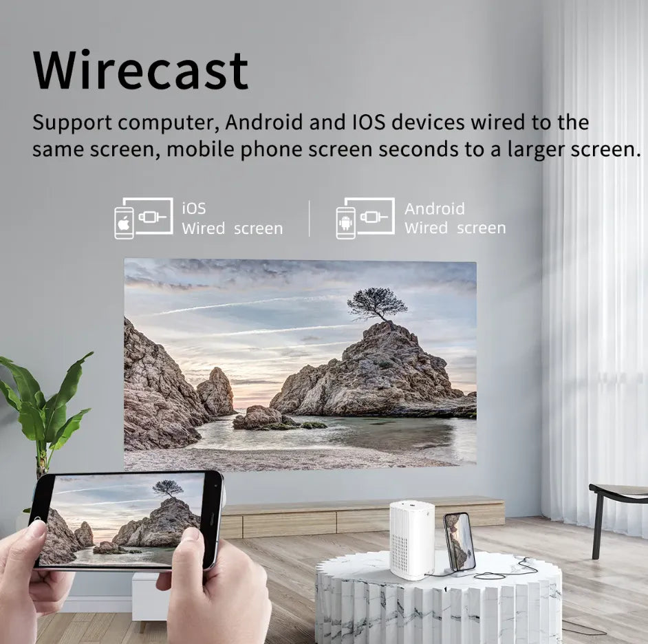 Smart Mini LED FHD Projector with Miracast, Airplay, DLNA & WiFi Connectivity with Built-in Audio