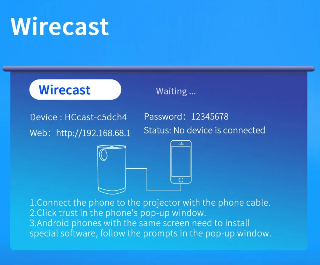 Smart Mini LED FHD Projector with Miracast, Airplay, DLNA & WiFi Connectivity with Built-in Audio