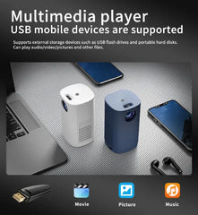 Smart Mini LED FHD Projector with Miracast, Airplay, DLNA & WiFi Connectivity with Built-in Audio