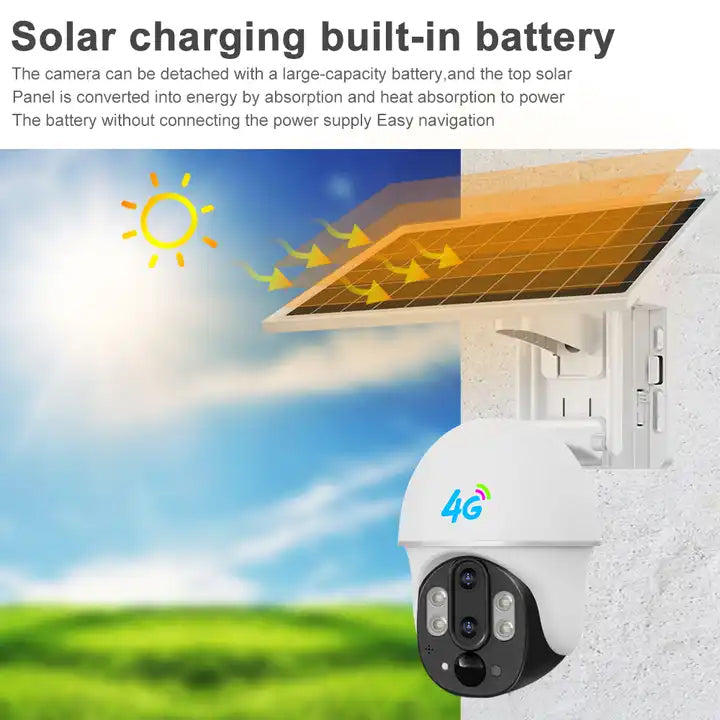 4G Solar-Powered 2MP Outdoor PTZ Camera with Dual Lens, Night Vision and PIR Detection