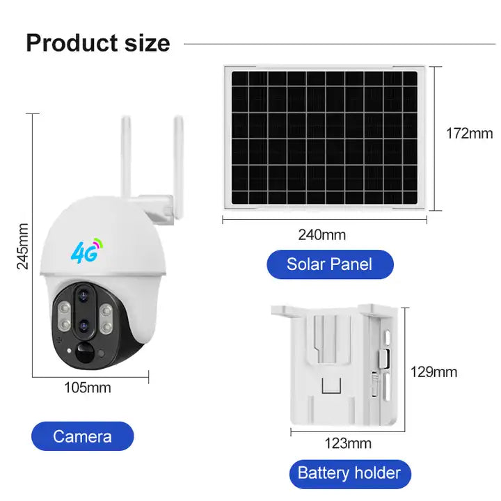 4G Solar-Powered 2MP Outdoor PTZ Camera with Dual Lens, Night Vision and PIR Detection