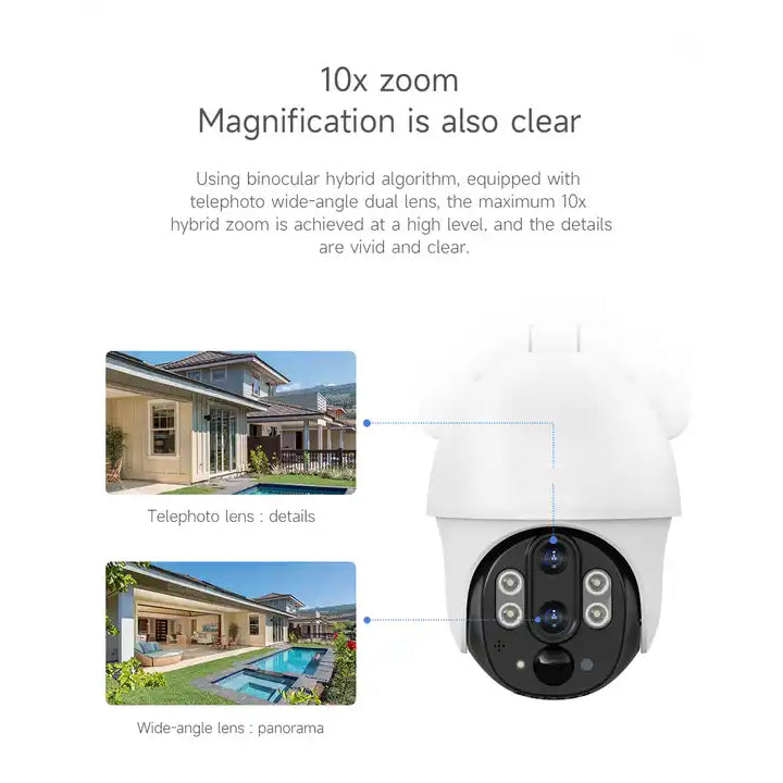 4G Solar-Powered 2MP Outdoor PTZ Camera with Dual Lens, Night Vision and PIR Detection