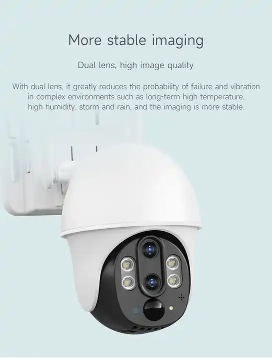 4G Solar-Powered 2MP Outdoor PTZ Camera with Dual Lens, Night Vision and PIR Detection