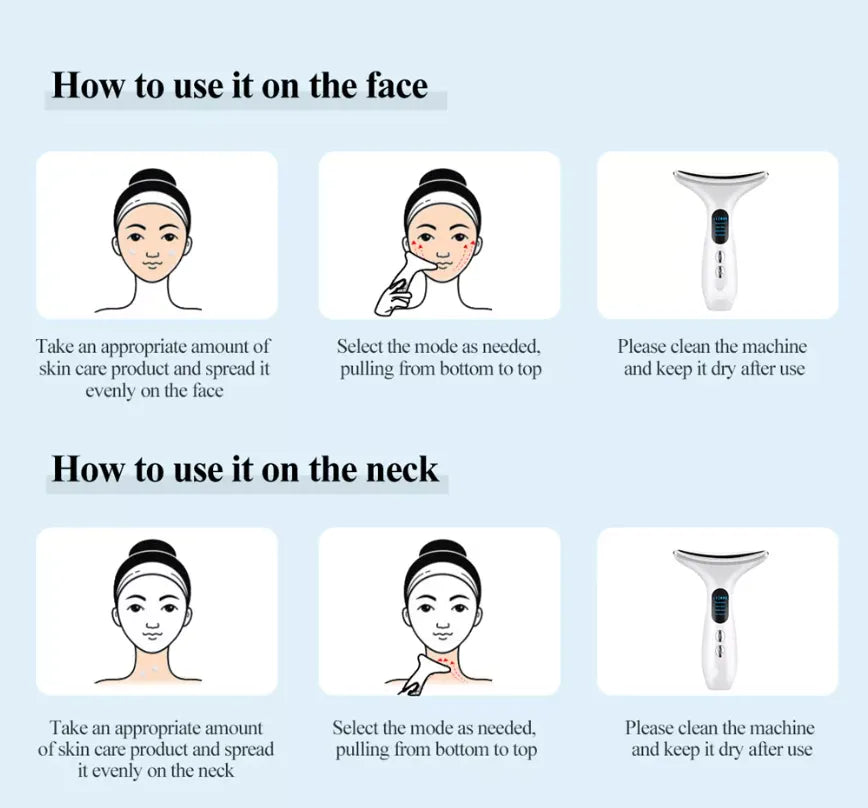 EMS Neck Skin Tightening & Face Lifting Beauty Therapy Massager - Anti Wrinkle & Rejuvenating