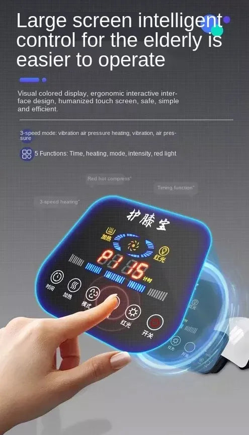 Portable Wireless Knee Joint Massager with Electric Heating for Pain Relief - Rechargeable