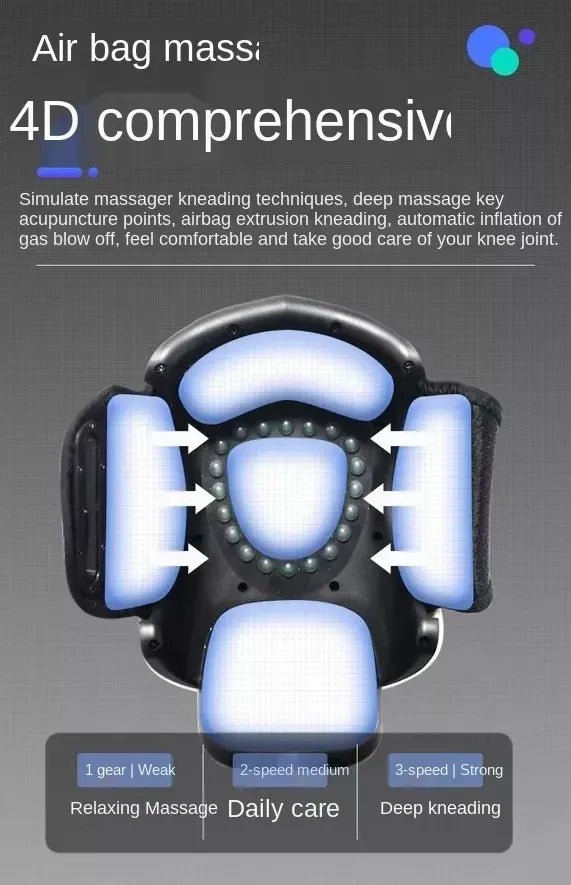 Portable Wireless Knee Joint Massager with Electric Heating for Pain Relief - Rechargeable