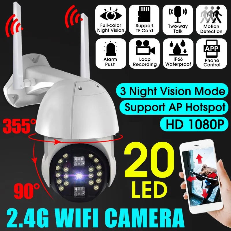 Q20 Outdoor WiFi Camera - Remotely Operable, Wireless, Waterproof with Night Visioned, Motion Detect