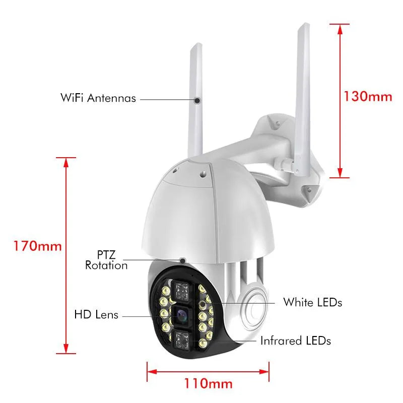 Q20 Outdoor WiFi Camera - Remotely Operable, Wireless, Waterproof with Night Visioned, Motion Detect