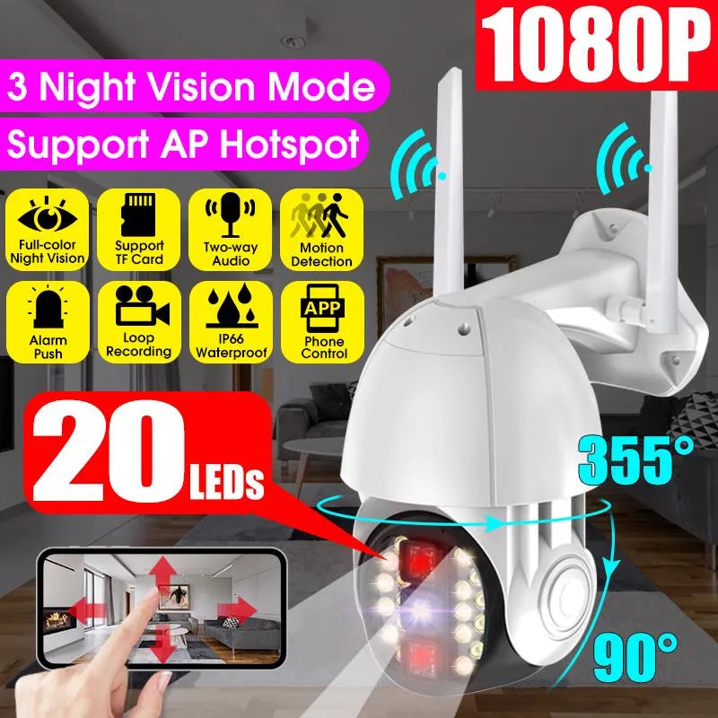 Q20 Outdoor WiFi Camera - Remotely Operable, Wireless, Waterproof with Night Visioned, Motion Detect