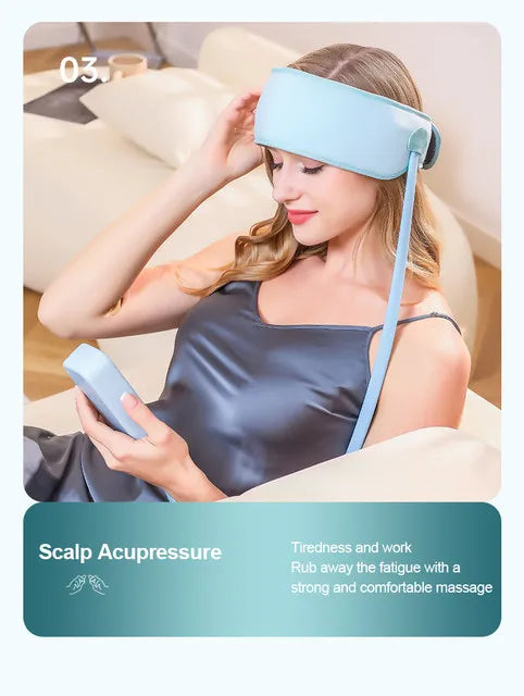 Intelligent 360° Head Massager with AcuPressure Kneading, Airbag Circulation and Hot Compress Technology