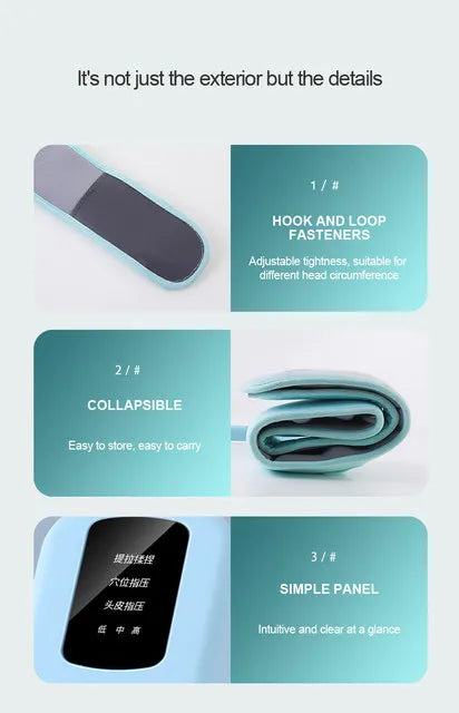 Intelligent 360° Head Massager with AcuPressure Kneading, Airbag Circulation and Hot Compress Technology
