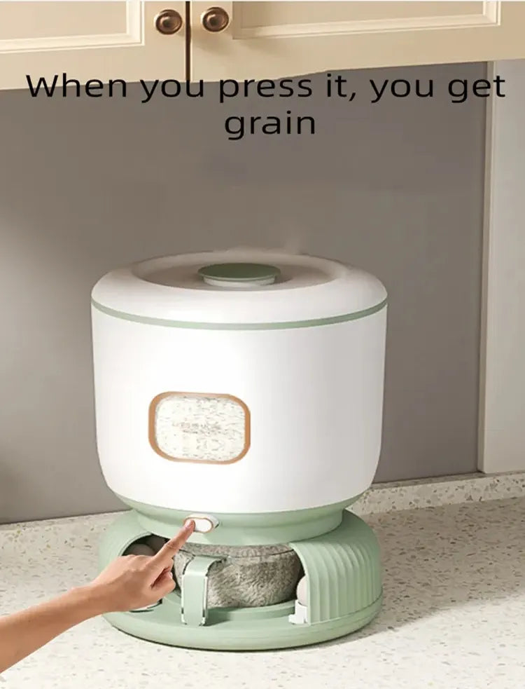 Large 10kg Rice Grain Cereal Dispenser & Storage Container with Rotating Egg Storage & Cup