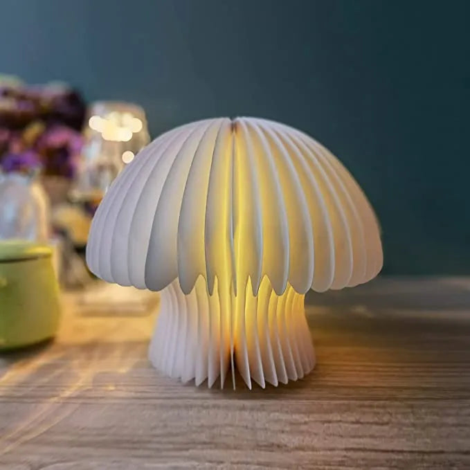 Mushroom Folding Wooden Book Lamp with Remote - Multicolor LED Night Light