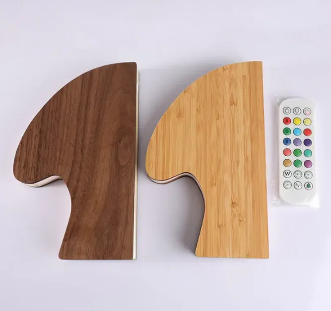 Mushroom Folding Wooden Book Lamp with Remote - Multicolor LED Night Light
