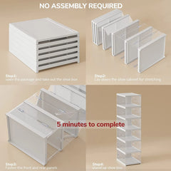 6 Layers Telescopic Foldable Shoe Storage Organizer Box Containers with Lids for Sneaker Display