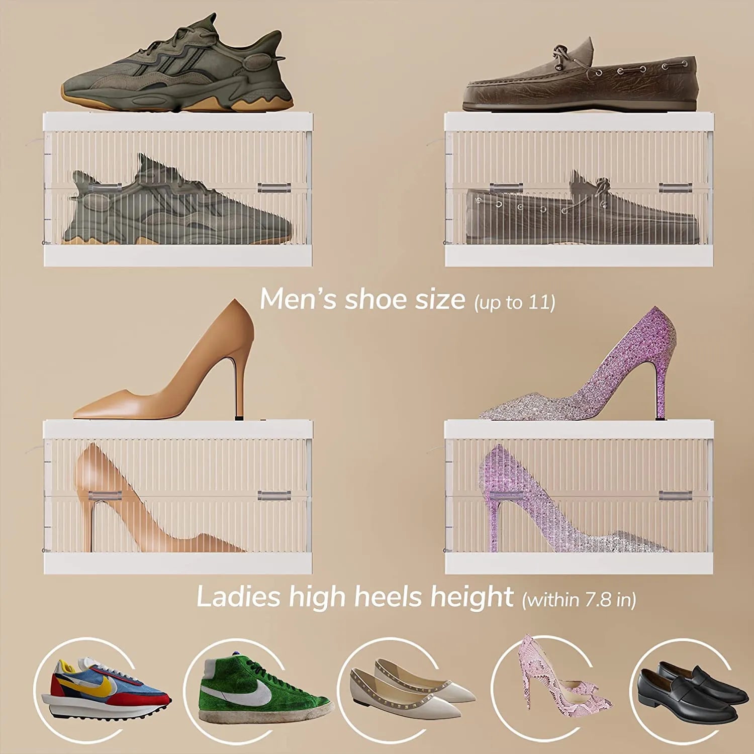 6 Layers Telescopic Foldable Shoe Storage Organizer Box Containers with Lids for Sneaker Display