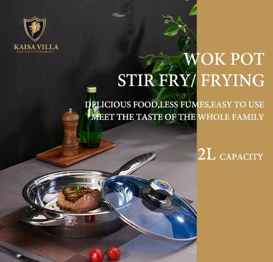 Kaisa Villa 21-Piece Stainless Steel Cookware Set with Clear Glass Lids - Nonstick Pots and Pans for