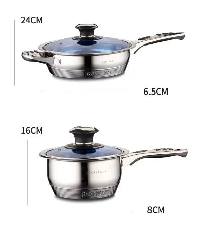 Kaisa Villa 21-Piece Stainless Steel Cookware Set with Clear Glass Lids - Nonstick Pots and Pans for