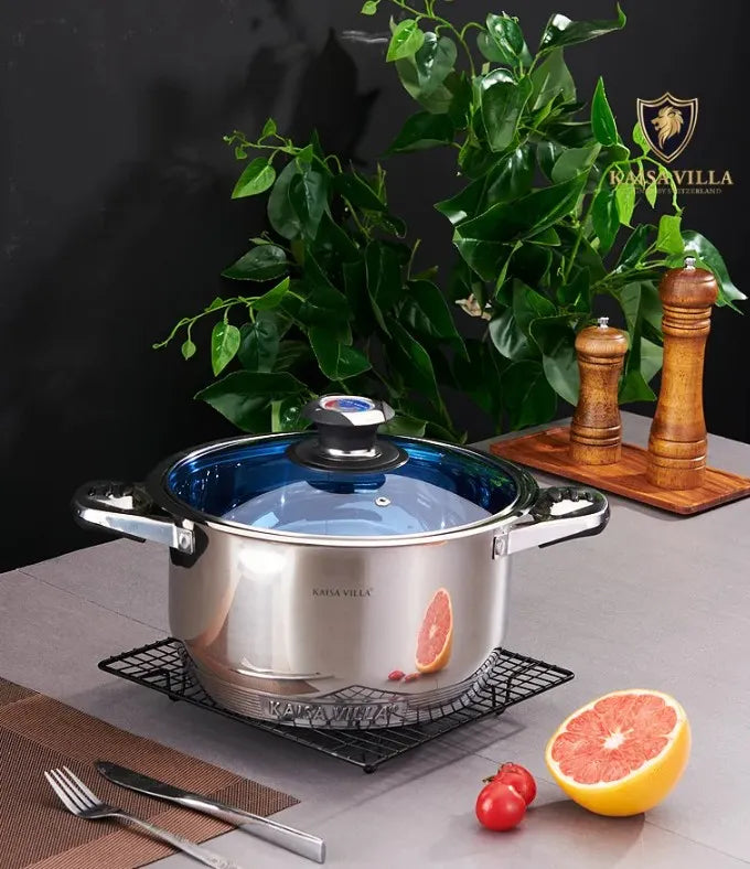 Kaisa Villa 21-Piece Stainless Steel Cookware Set with Clear Glass Lids - Nonstick Pots and Pans for