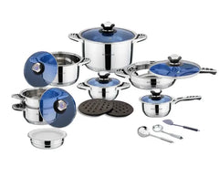 Kaisa Villa 21-Piece Stainless Steel Cookware Set with Clear Glass Lids - Nonstick Pots and Pans for