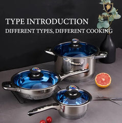Kaisa Villa 21-Piece Stainless Steel Cookware Set with Clear Glass Lids - Nonstick Pots and Pans for