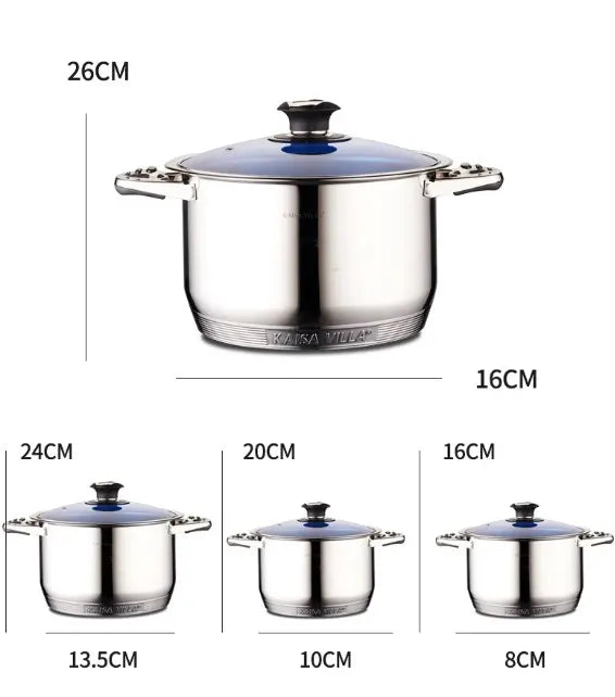 Kaisa Villa 21-Piece Stainless Steel Cookware Set with Clear Glass Lids - Nonstick Pots and Pans for