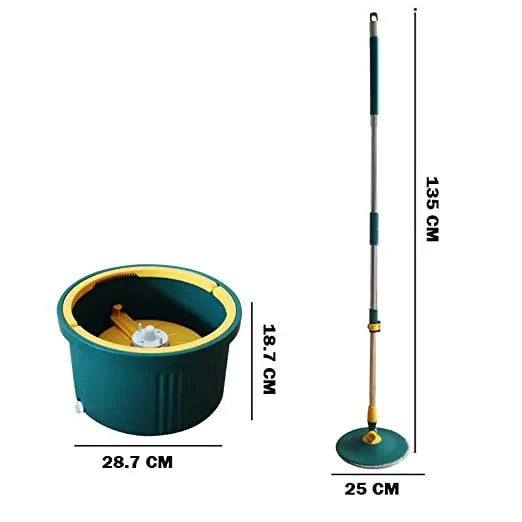 Single Bucket 360° Auto Spin Mop with Handle - Microfiber Pad, Separate Water and Uniform Cleaning &