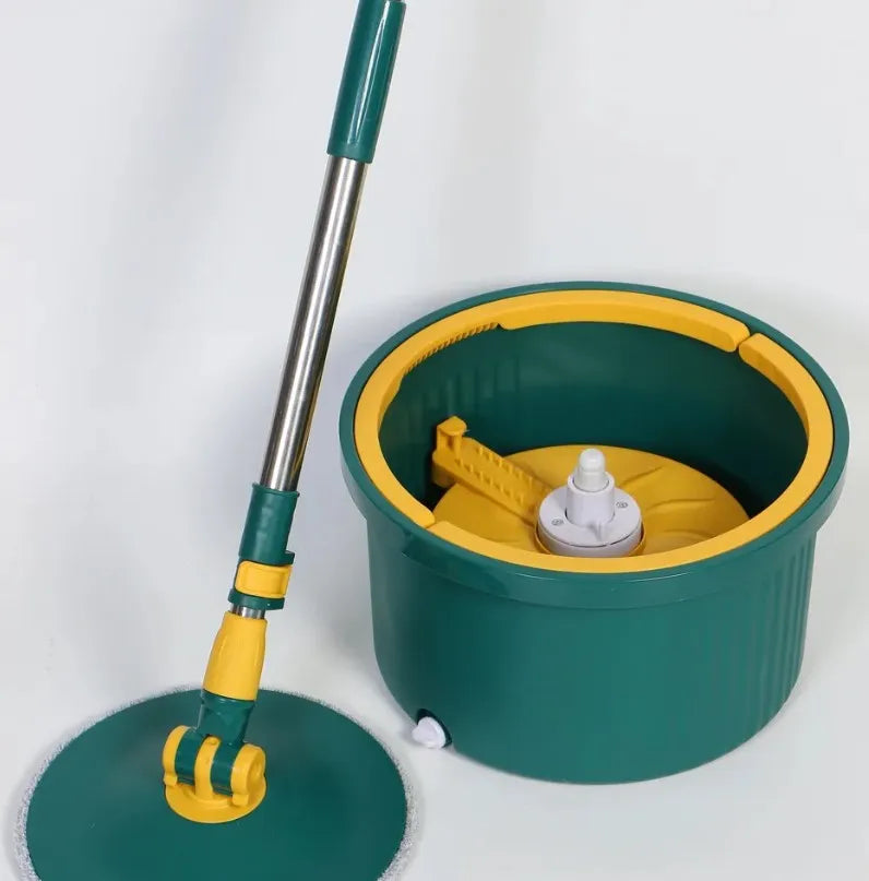 Single Bucket 360° Auto Spin Mop with Handle - Microfiber Pad, Separate Water and Uniform Cleaning &