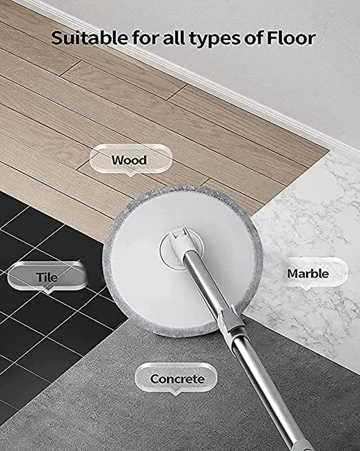 Single Bucket 360° Auto Spin Mop with Handle - Microfiber Pad, Separate Water and Uniform Cleaning &