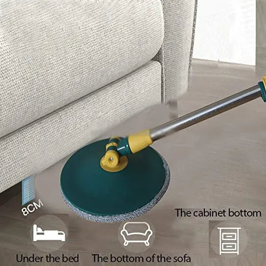 Single Bucket 360° Auto Spin Mop with Handle - Microfiber Pad, Separate Water and Uniform Cleaning &