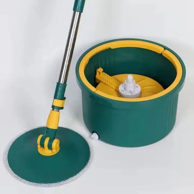 Single Bucket 360° Auto Spin Mop with Handle - Microfiber Pad, Separate Water and Uniform Cleaning &