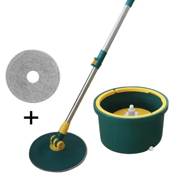 Single Bucket 360° Auto Spin Mop with Handle - Microfiber Pad, Separate Water and Uniform Cleaning &